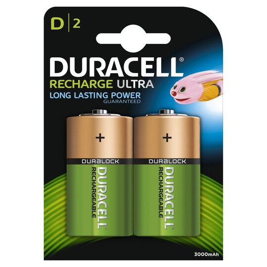 Duracell Recharge Plus D 3000mAh Batterier, 2-pack