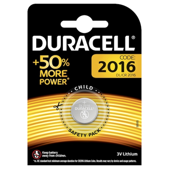 Duracell Batteri Knappcellsbatteri 3 V DL2016