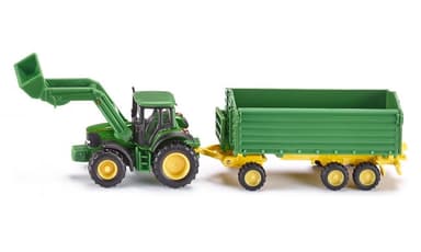 SIKU John Deere med frontlastare och släpvagn