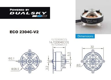 Dualsky ECO 2304C V2 2300KV 24gram inomhus