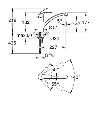 Grohe Eurosmart med låg pip