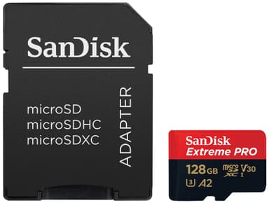 SanDisk MicroSDXC Extreme Pro 128 GB minneskort