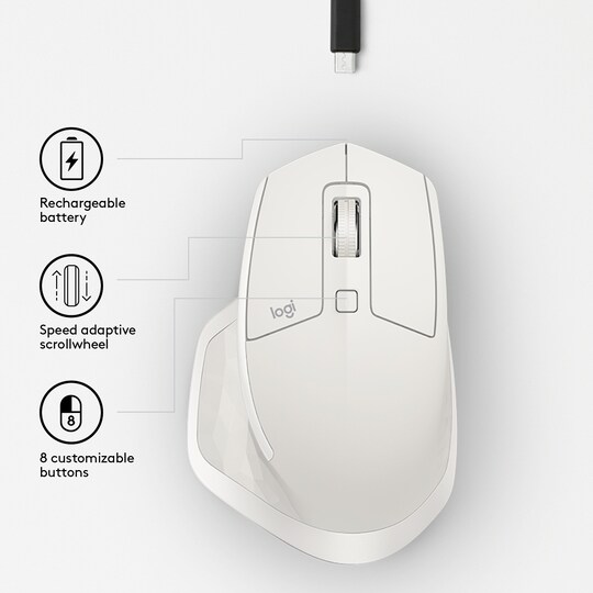 Logitech MX Master 2S trådlös mus (ljusgrå)