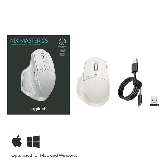 Logitech MX Master 2S trådlös mus (ljusgrå)