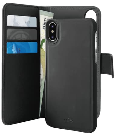 Puro 2-i-1 plånboksfodral iPhone X/Xs (svart)