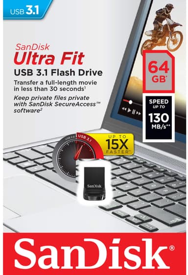 SanDisk Ultra Fit 64 GB USB 3.1 minne