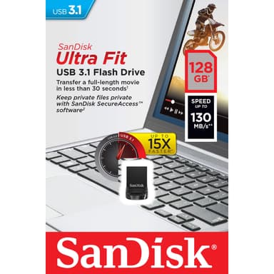 SanDisk Ultra Fit 128 GB USB 3.1 minne