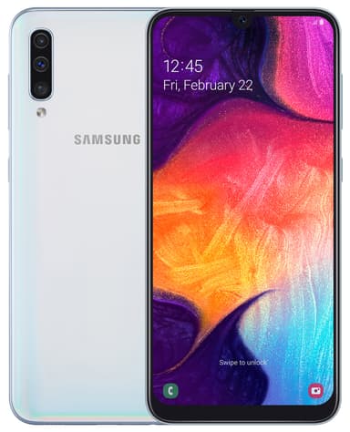 Samsung Galaxy A50 smartphone (vit)