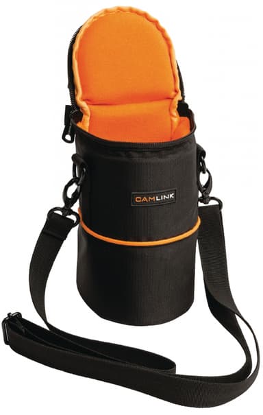 Camera lens bag 90x150x70, black/orange
