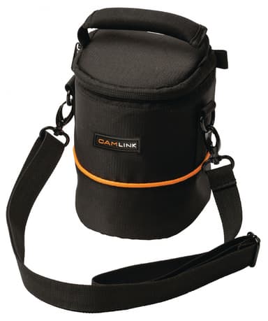 Camera lens bag 105x130x100, black/orange