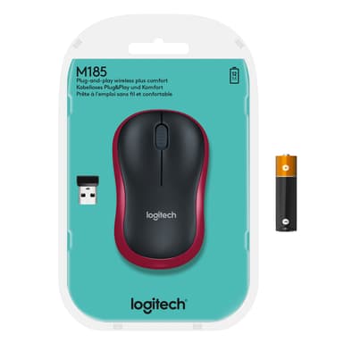 Logitech Trådlös Mus M185 (röd)
