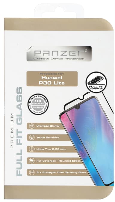 Panzer Full-Fit Huawei P30 Lite skärmskydd (svart)