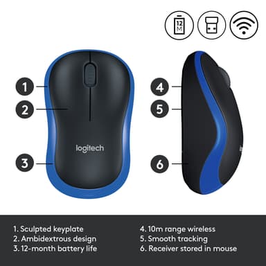 Logitech Trådlös Mus M185 (blå)