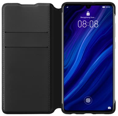 Huawei P30 PU plånboksfodral (svart)