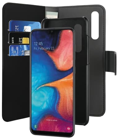 Puro 2-i-1 plånboksfodral Samsung Galaxy A20e (svart)
