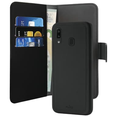Puro 2-i-1 plånboksfodral Samsung Galaxy A20e (svart)