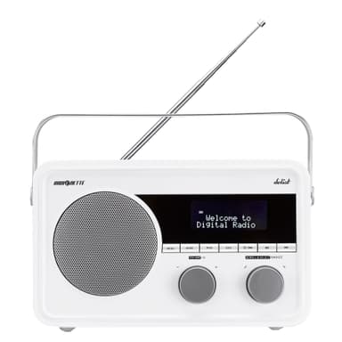Topptestad och trådlös högtalare med radio (vit)