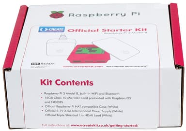 Raspberry Pi 3 Off startpaket (vit/röd)