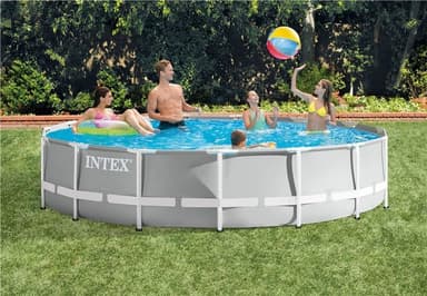 Intex prism rörpool 457x107cm (14.614l) inkl. Filterpump, säkerhetsstege