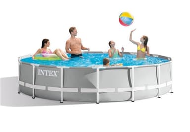 Intex prism rörpool 457x107cm (14.614l) inkl. Filterpump, säkerhetsstege
