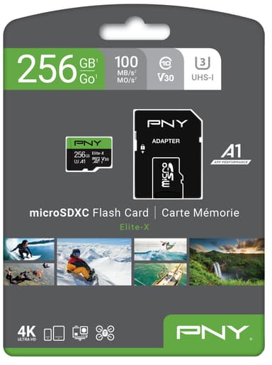 PNY Elite-X Micro SDXC U3 V30 minneskort 256 GB