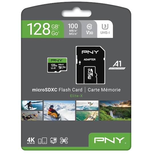 PNY Elite-X Micro SDXC U3 V30 minneskort 128 GB