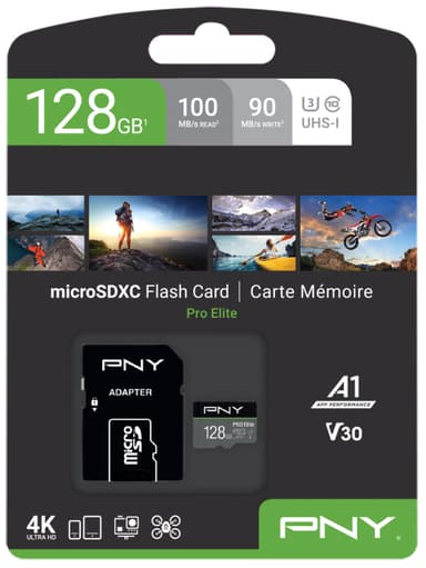 PNY PRO Elite Micro SDXC U3 V30 minneskort 128 GB