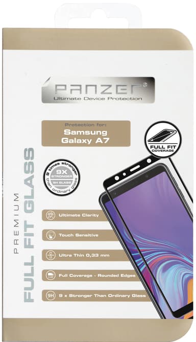 Panzer Full-Fit Samsung Galaxy A7 2018 skärmskydd (svart)