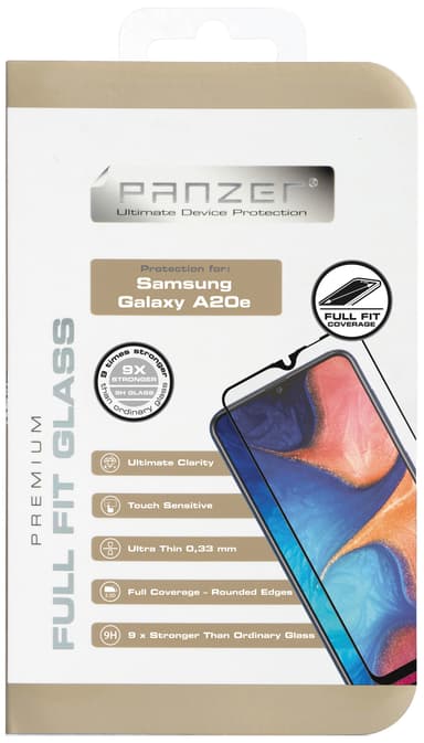 Panzer Full-Fit Samsung Galaxy A20e skärmskydd (svart)