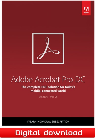 Adobe Acrobat Pro DC - 1-year subscription - PC Windows,Mac OSX