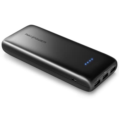 RAVPower Ace 22000 mAh powerbank, 3 x USB-A outputs, Svart