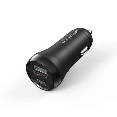 RAVPower 2-port car charger 36W USB-C og USB-A quick charge output