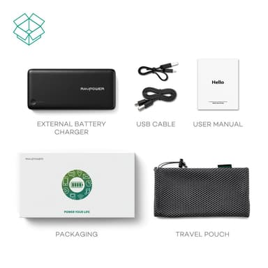 RAVPower Xtreme, 26800 mAh powerbank, iSmart, Svart