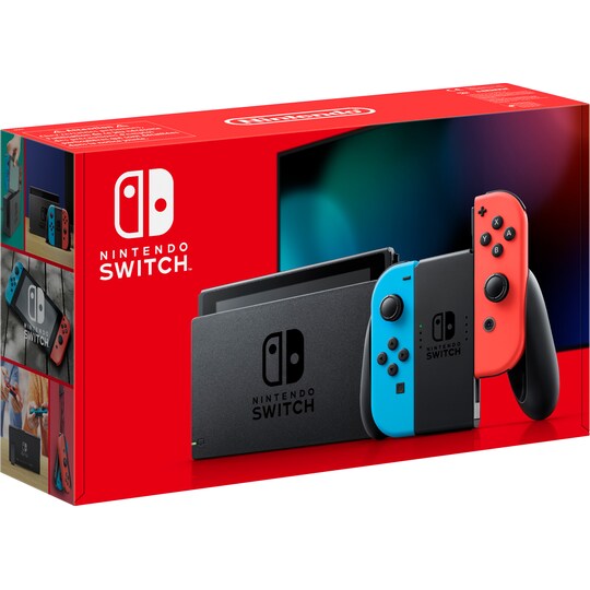 Nintendo Switch gaming konsol 2019 + Joy-Con (neonblå/röd)