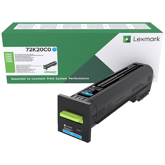 Lexmark 72K20C0 cyan tonerkassett (return prog)