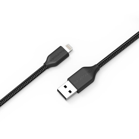 RAVPower Kevlar 0,9m USB-A to MFi Lightning Nylon Yarn Braided Kabel, Svart