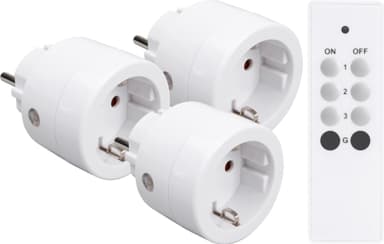 Telldus runda fjärrstyrda stickkontakter 3-pack