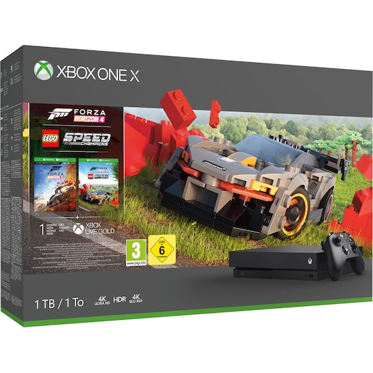 Xbox One X 1 TB: Forza Horizon 4, Forza Horizon Lego bundle (svart)