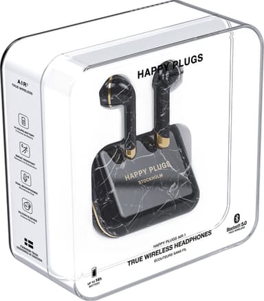 Happy Plugs Air 1 trådlösa in ear- hörlurar (svart marmor)