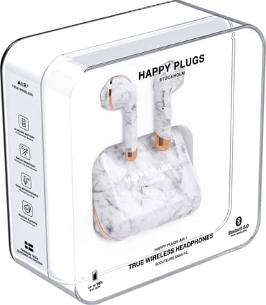 Happy Plugs Air 1 trådlösa in ear-hörlurar (vit marmor)