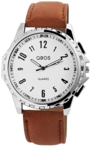 QBOS Herrklocka med läderarmband