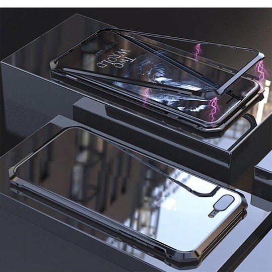 Magnetiskt Tempererat Skärmskydd Ram iPhone 8 Plus & 7 Plus Svart