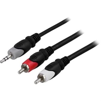 Ljudkabel, 3,5mm hane - 2xRCA hane, 1m