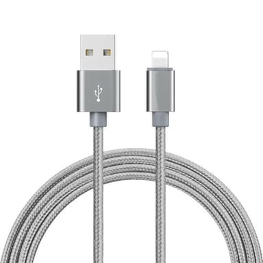 Flätad datakabel till iPhone 2 m - Silver