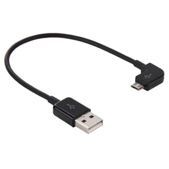 Usb till MicroUsb-kabel - Vinklad Kort modell - Svart