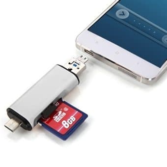 OTG Smartphone kortläsare 3i1 Type-c & Micro USB & USB 2.0 3 Portars SD / MicroSD