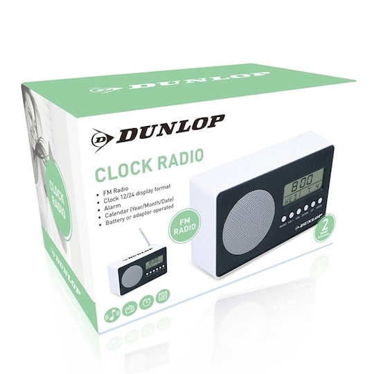 Dunlop Klockradio Svart/Vit