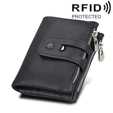 RFID Plånbok i äkta skinn med dragkedja