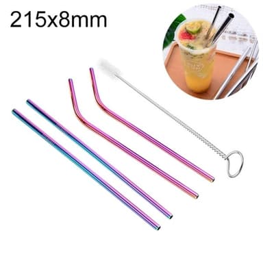Rostfria sugrör i stål 215x8mm - 4-pack
