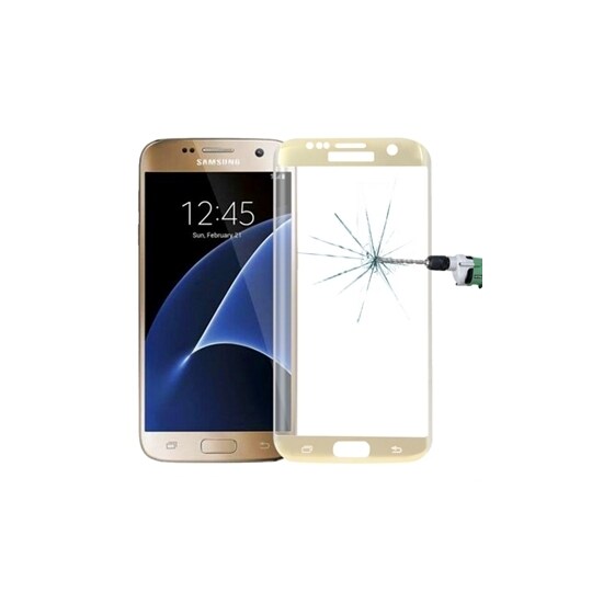 Tempererat glas Samsung Galaxy S7 Edge - Böjt, i Guldfärg